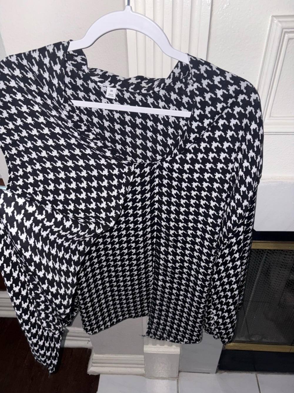 Bar III Black & White Houndstooth Blouse